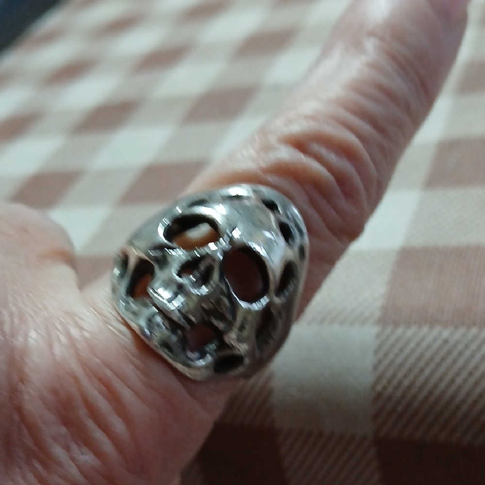 Silver Skull Statement Ring - Bold Gothic Jewelry - image 1